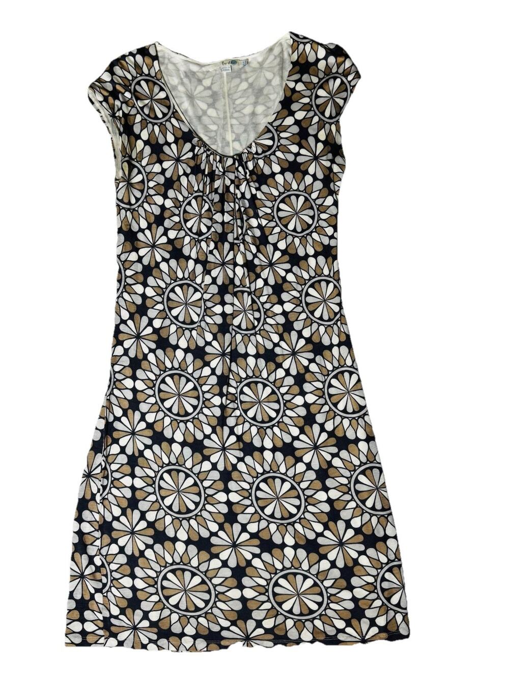 Boden Geometric Floral Print Cap Sleeve V-Neck Womens Dress SZ 4